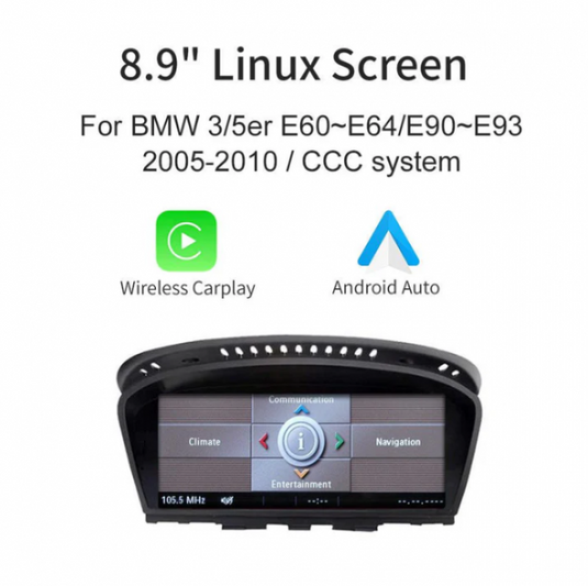 BMW 3/5 Series E60~E93 2005-2010 CCC Linux 8.9'' WIRELESS Apple CarPlay Android Auto Screen