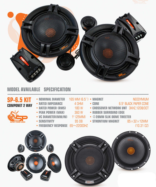 SP 6.5KIT 2 WAY 2 WOOFER +2 TW + 2 CROSS 180W RMS