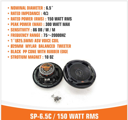 SP 6.5C COAXIAL SPEAKERS 6.5"/16.5CM 150 RMS