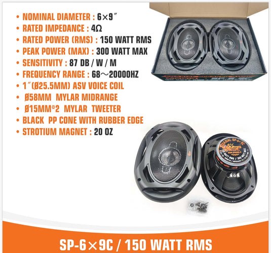 SP 6X9C 4 Way COAXIAL SPEAKERS 6X9"/16X22CM 150 RMS