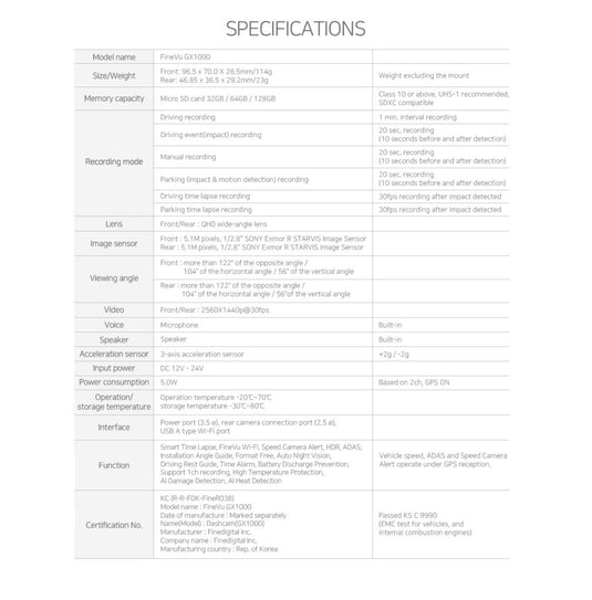 FineVu GX1000 Dashcam – Premium QHD Dashcam with AI Detection and Advanced Features