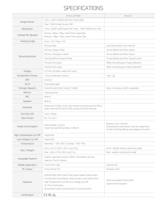 FineVu GX7000 Dashcam – High-Performance Dashcam with Advanced Features and IPS LCD