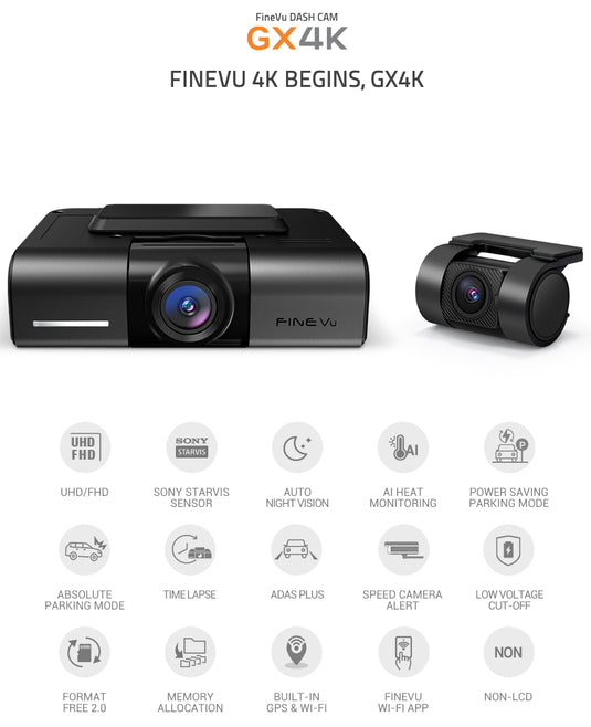 FineVu GX4K Dashcam – Ultimate 4K UHD Dashcam for Unmatched Clarity and Protection