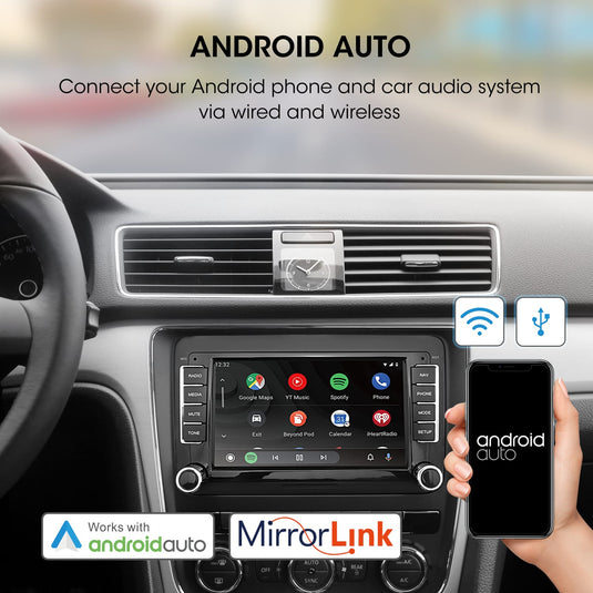 DERTON DT-800WCA VW Volkswagen Oem Style Wireless CarPlay & Android Auto Stereo