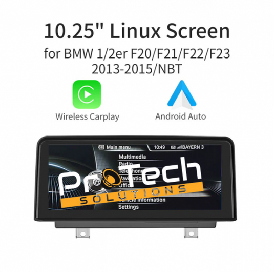 BMW 1/2 Series F20~F21 2013-2015 NBT Linux 10.25'' WIRELESS Apple CarPlay Android Auto Screen