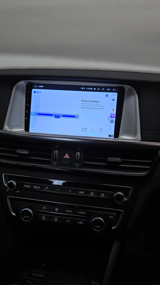 KIA OPTIMA FACTORY STEREO REPLACED BY DERTON WIRELESS APPLE CARPLAY/ ANDROID AUTO MULTIMEDIA UNIT and Retained Factory Steering wheel control buttons/ Reverse Camera/ AC Heater information Display