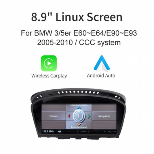 BMW 3/5 Series E60~E93 2005-2010 CCC Linux 8.9'' WIRELESS Apple CarPlay Android Auto Screen * PRE ORDER *