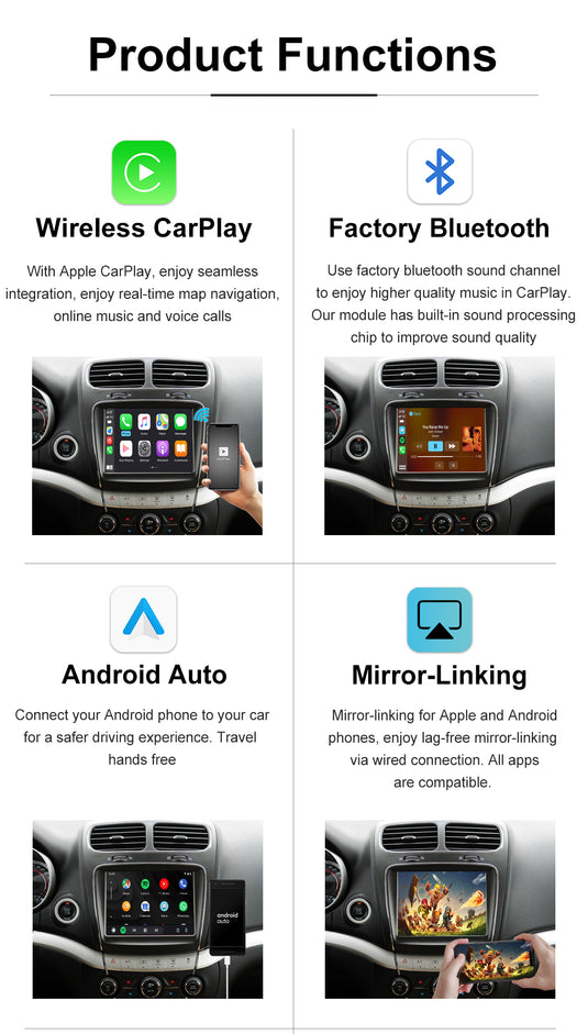 DODGE Challenger / JEEP 8.4" UCONNECT System WIRELESS Apple Carplay/ Wireless Android Auto Upgrade Kit