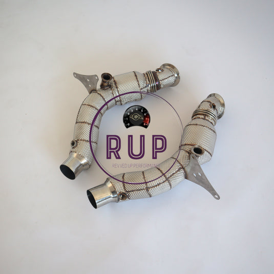 RUP High Flow Performance Catless Downpipe for Ferrari F8 3.9T With Heat Shield Racing Pipe ** PRE ORDER ONLY **