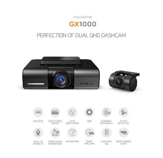 FineVu GX1000 Dashcam – Premium QHD Dashcam with AI Detection and Advanced Features