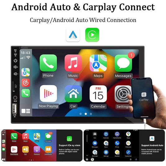 DERTON MP-415CA Double Din Apple Carplay & Android Auto Stereo